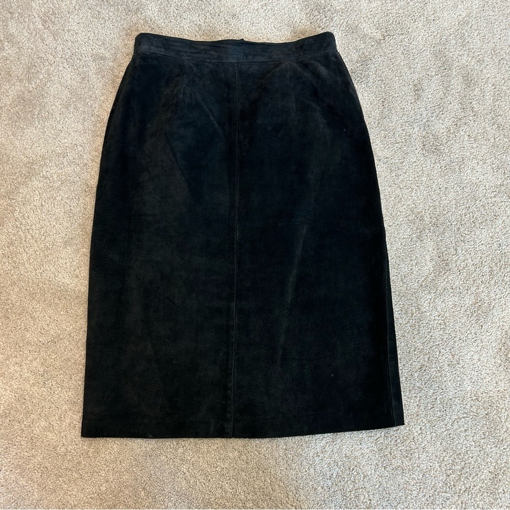 Vintage Margaret Godfrey black suede leather pencil
Skirt